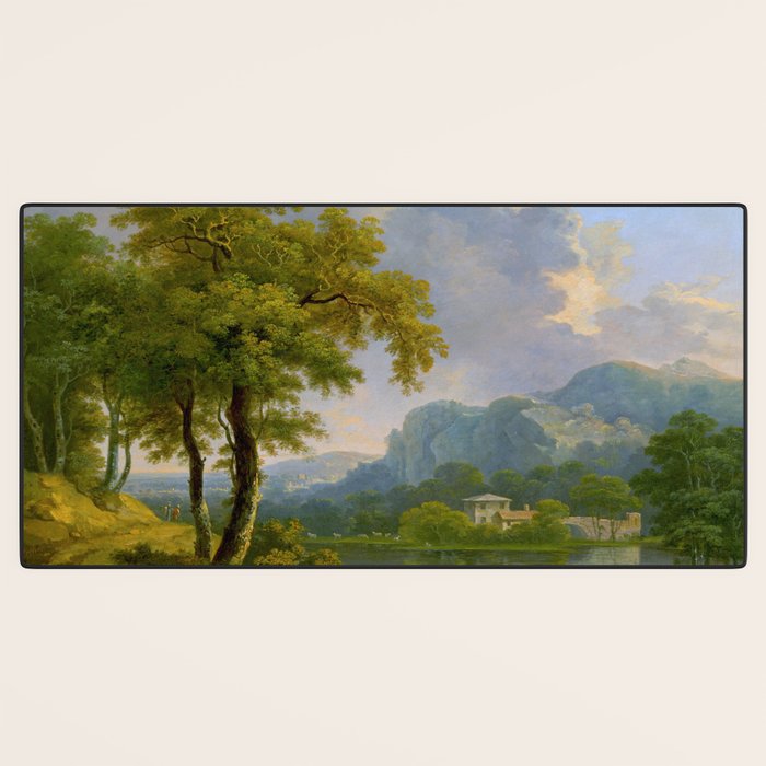 Wooded Hilly Landscape Antique Oil Painting Desk Mat Gallery Image 3