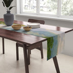 Wooded Hilly Landscape Antique Oil Painting Table Runner Gallery Image 2