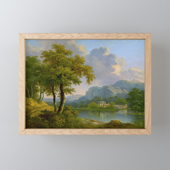 Wooded Hilly Landscape Antique Oil Painting Mini Art Print Gallery Image 1