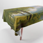 Wooded Hilly Landscape Antique Oil Painting Tablecloth Gallery Image 1
