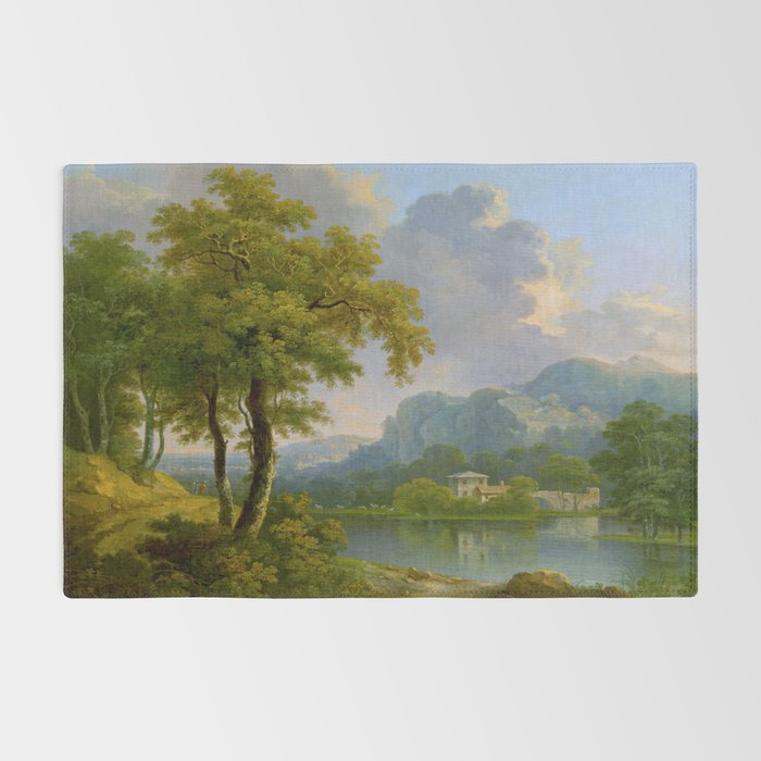 Wooded Hilly Landscape Antique Oil Painting Rug Gallery Image 2