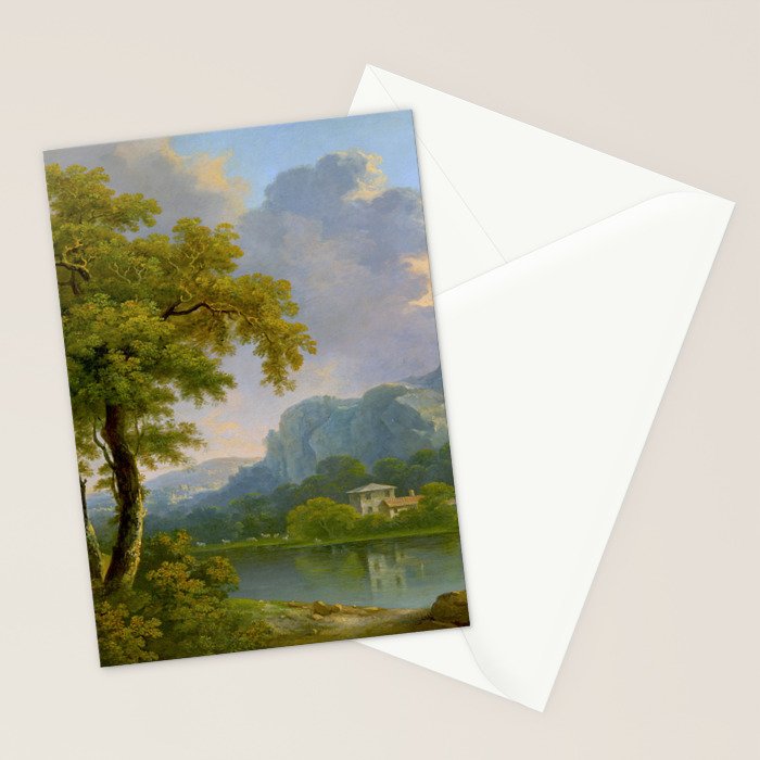 Wooded Hilly Landscape Antique Oil Painting Stationery Card Gallery Image 2