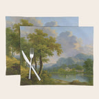Wooded Hilly Landscape Antique Oil Painting Placemat Gallery Image 1