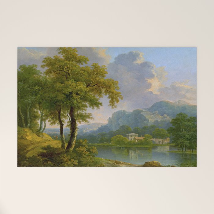 Wooded Hilly Landscape Antique Oil Painting Welcome Mat Gallery Image 1