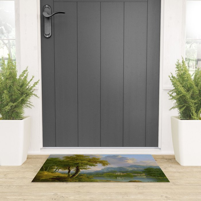 Wooded Hilly Landscape Antique Oil Painting Welcome Mat Gallery Image 3