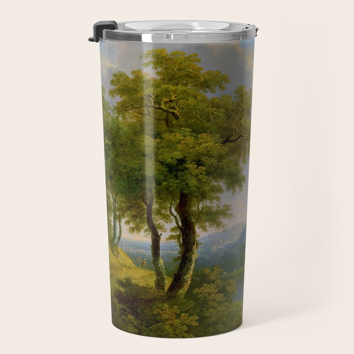 Wooded Hilly Landscape Antique Oil Painting Travel Mug Gallery Image 3