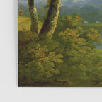 Wooded Hilly Landscape Antique Oil Painting Poster Gallery Image 3