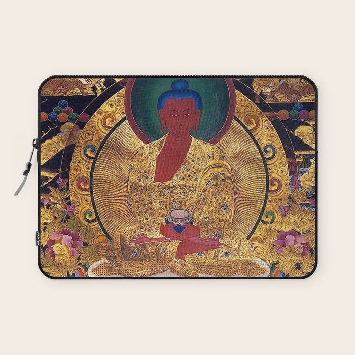 Amitabha Buddha Golden Shambala Thangka Laptop Sleeve Gallery Image 1