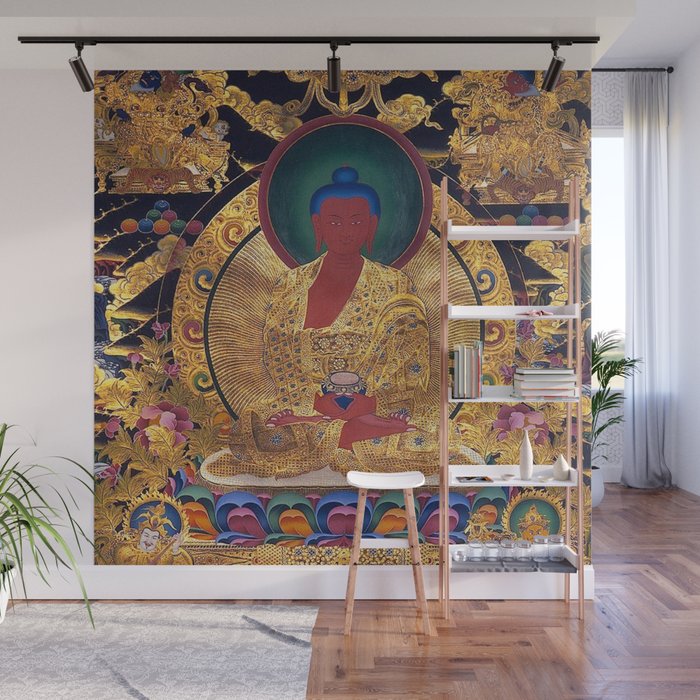 Amitabha Buddha Golden Shambala Thangka Wall Mural Gallery Image 1