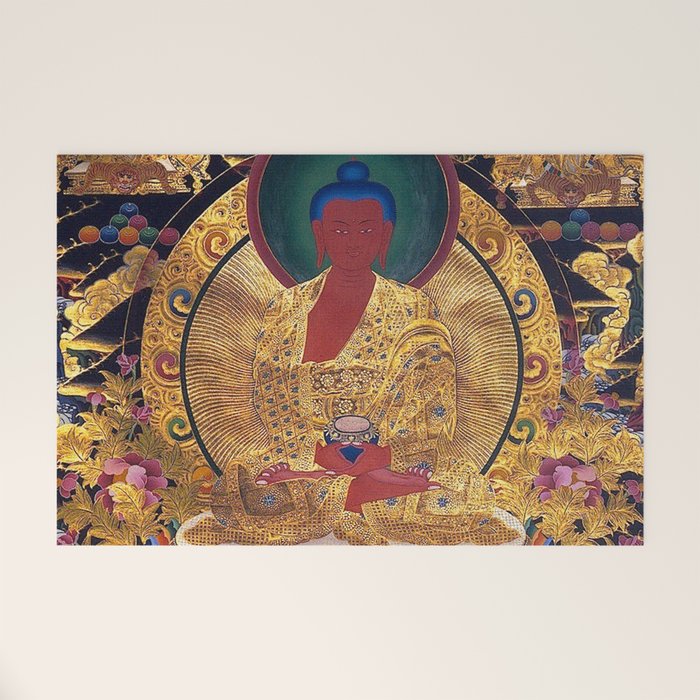 Amitabha Buddha Golden Shambala Thangka Welcome Mat Gallery Image 1