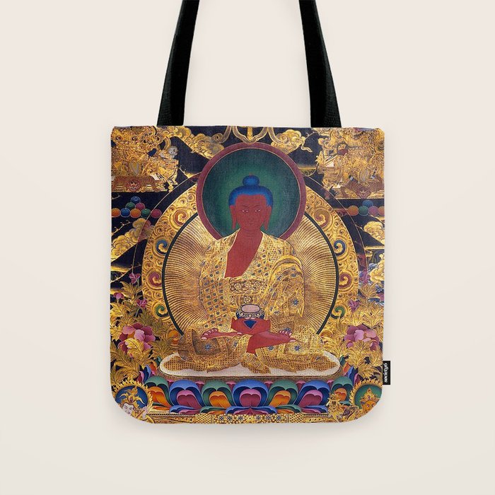 Amitabha Buddha Golden Shambala Thangka Tote Bag Gallery Image 1