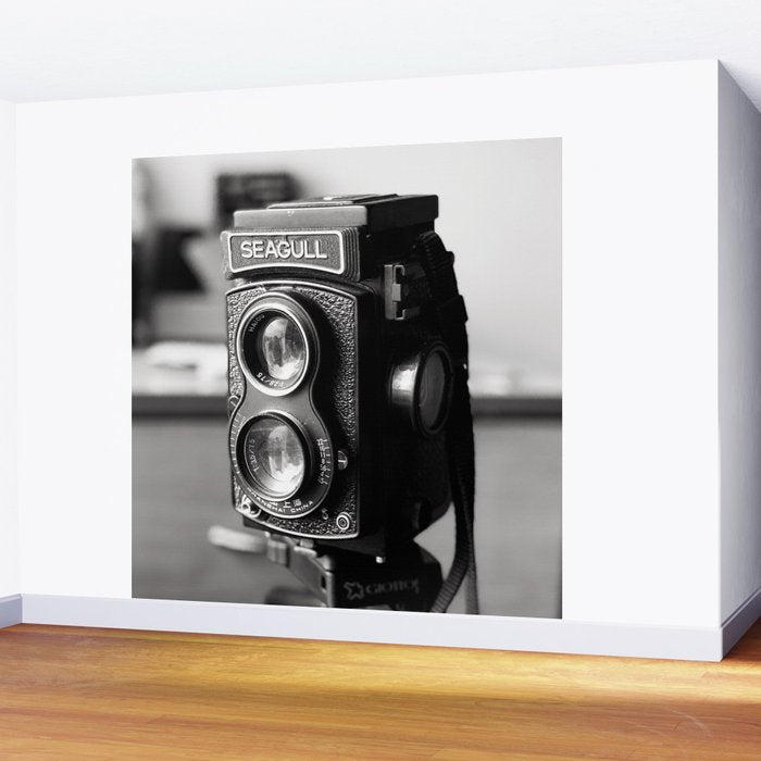 Vintage Camera Tri-pod Seagull black and white photograph - photography - photographs wall decor Wall Mural Gallery Image 2