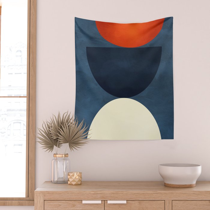 mid century geometric autumn 4 Wall Tapestry Gallery Image 2