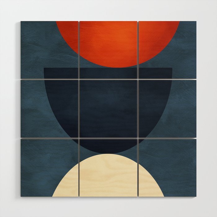 mid century geometric autumn 4 Wood Wall Art Gallery Image 1