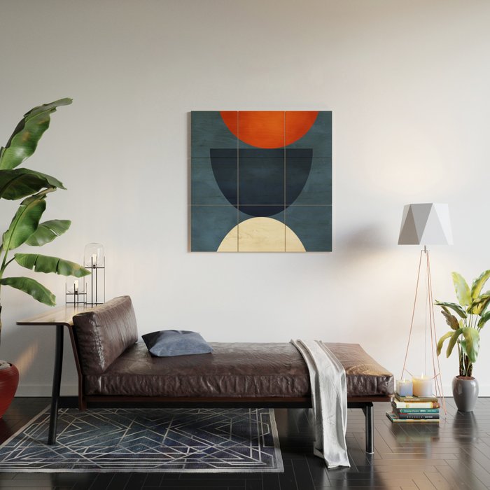 mid century geometric autumn 4 Wood Wall Art Gallery Image 2