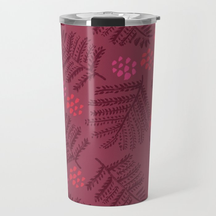 Winter & Woodsy Pine Trees in Ruby Red Travel Mug Gallery Image 1