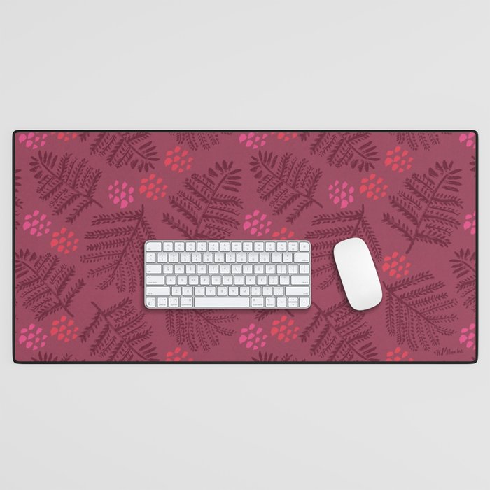 Winter & Woodsy Pine Trees in Ruby Red Desk Mat Gallery Image 1