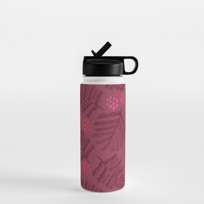 Winter & Woodsy Pine Trees in Ruby Red Water Bottle Gallery Image 1