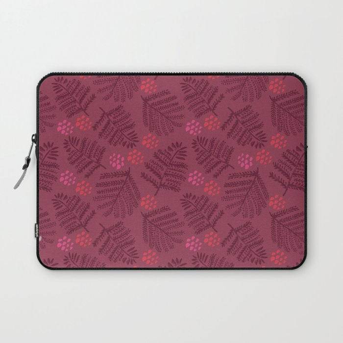 Winter & Woodsy Pine Trees in Ruby Red Laptop Sleeve Gallery Image 1
