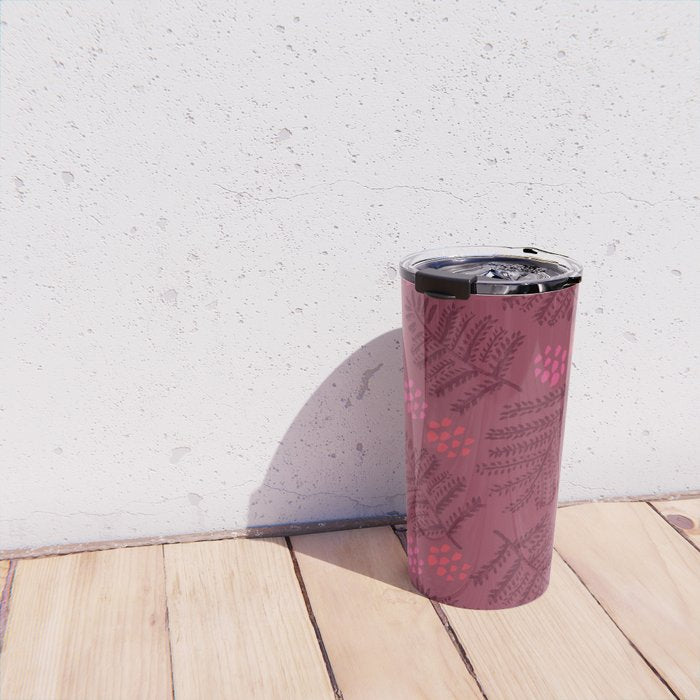 Winter & Woodsy Pine Trees in Ruby Red Travel Mug Gallery Image 4
