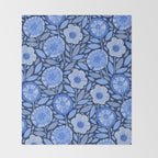 Folk Floral Blossoms in Midnight Blue Throw Blanket Gallery Image 2