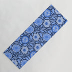Folk Floral Blossoms in Midnight Blue Yoga Mat Gallery Image 1