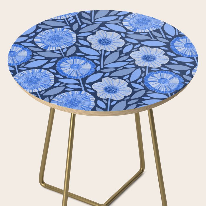 Folk Floral Blossoms in Midnight Blue Side Table Gallery Image 2