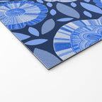 Folk Floral Blossoms in Midnight Blue Welcome Mat Gallery Image 2