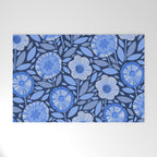 Folk Floral Blossoms in Midnight Blue Welcome Mat Gallery Image 1