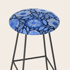 Folk Floral Blossoms in Midnight Blue Stool Gallery Image 2