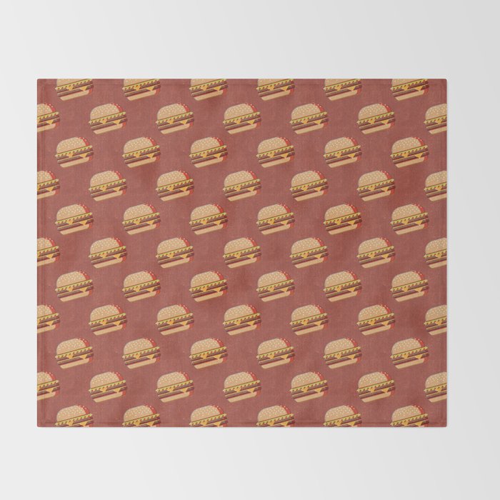 FAST FOOD / Burger - pattern Throw Blanket Gallery Image 2