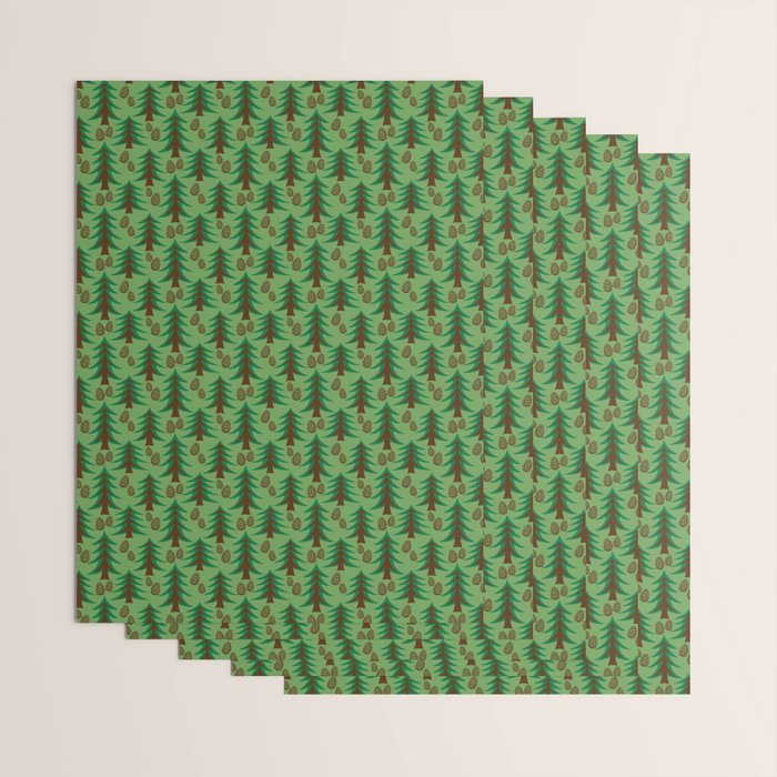 Abstract Fir Trees and Pine Cones Wrapping Paper Gallery Image 3