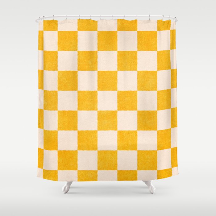 CHECKER - 001 - Goldenrod Shower Curtain Gallery Image 1