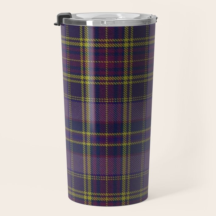 Vintage Purple Tartan Plaid Pattern Travel Mug Gallery Image 3