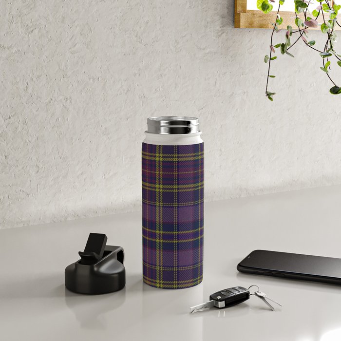 Vintage Purple Tartan Plaid Pattern Water Bottle Gallery Image 4
