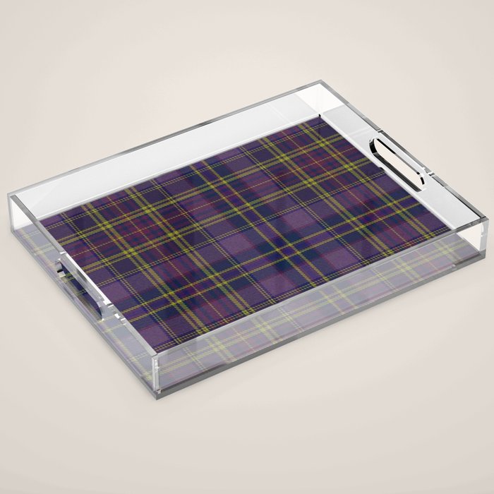 Vintage Purple Tartan Plaid Pattern Acrylic Tray Gallery Image 1