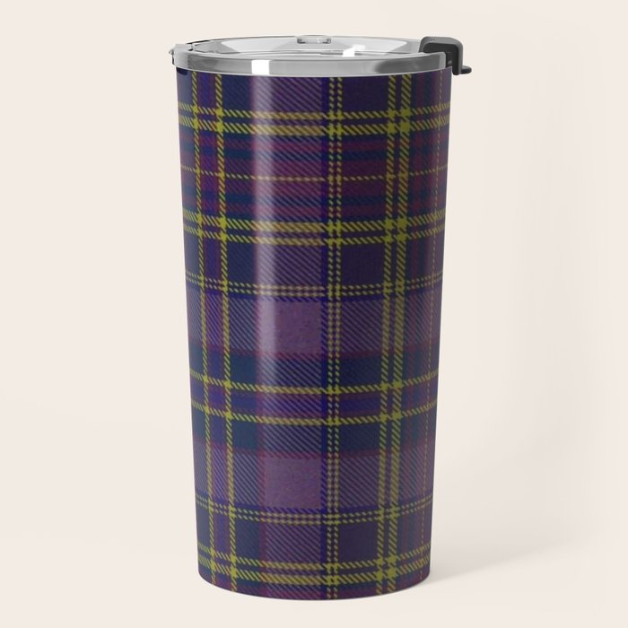 Vintage Purple Tartan Plaid Pattern Travel Mug Gallery Image 2
