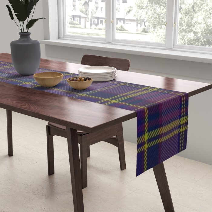Vintage Purple Tartan Plaid Pattern Table Runner Gallery Image 2