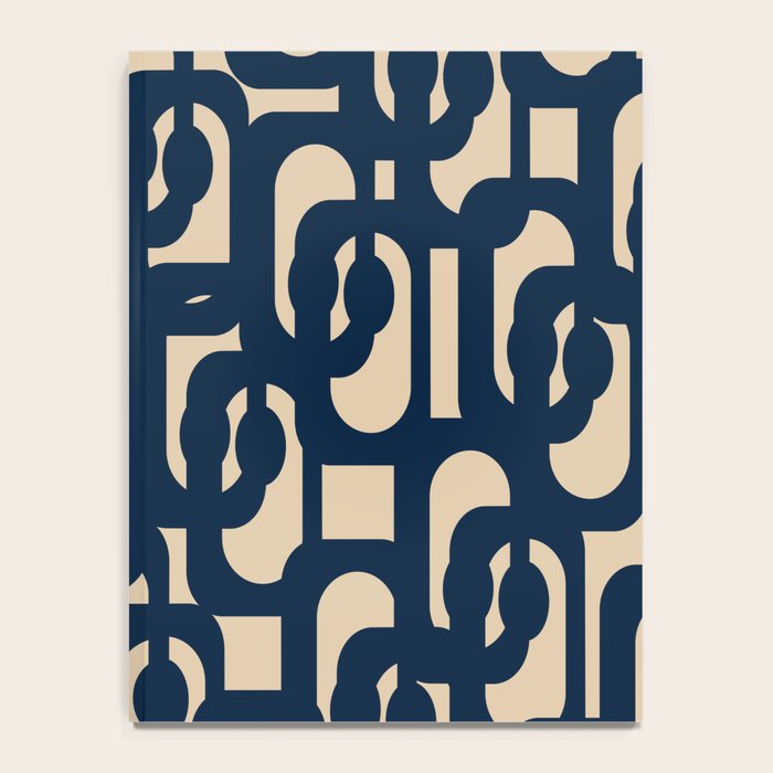Mid Century Modern Loop Pattern in Navy Blue and Beige Notebook Gallery Image 4