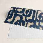 Mid Century Modern Loop Pattern in Navy Blue and Beige Wrapping Paper Gallery Image 2