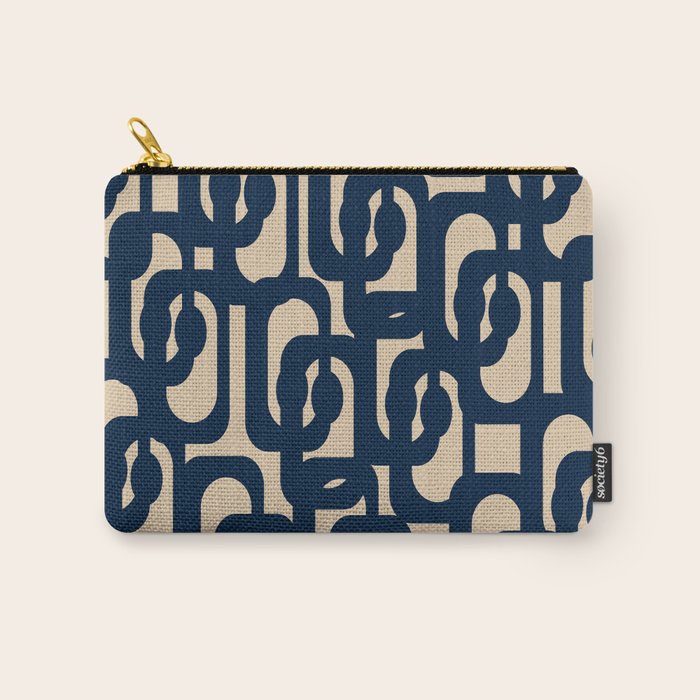 Mid Century Modern Loop Pattern in Navy Blue and Beige Carry All Pouch Gallery Image 1