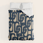 Mid Century Modern Loop Pattern in Navy Blue and Beige Comforter Gallery Image 6
