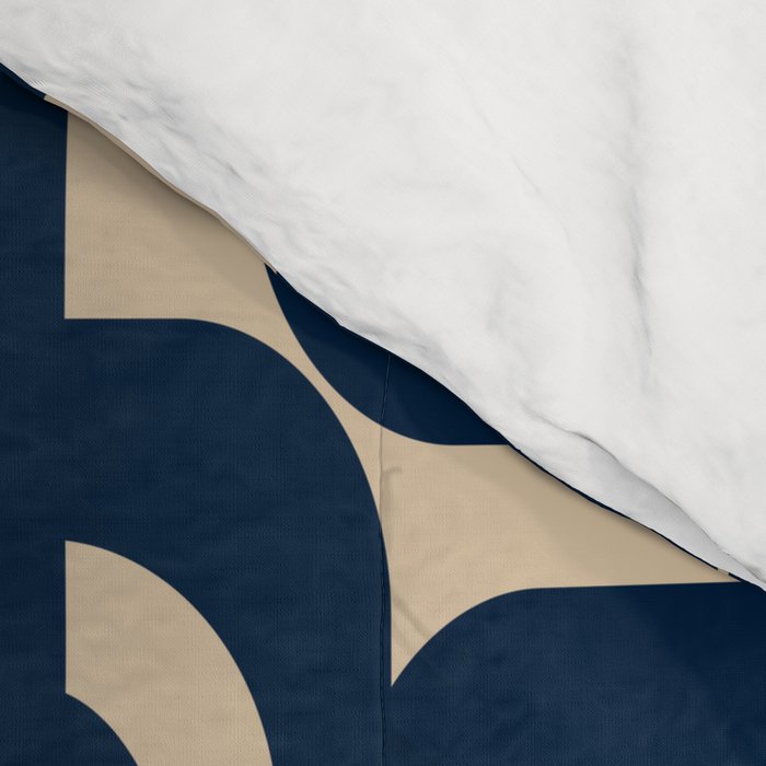 Mid Century Modern Loop Pattern in Navy Blue and Beige Comforter Gallery Image 4