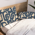 Mid Century Modern Loop Pattern in Navy Blue and Beige Pillow Sham Gallery Image 2