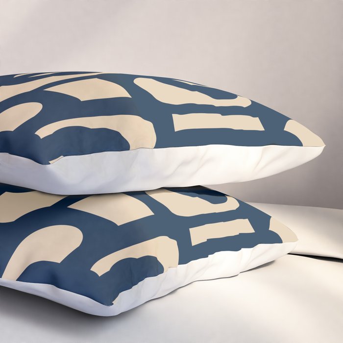 Mid Century Modern Loop Pattern in Navy Blue and Beige Pillow Sham Gallery Image 3