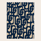 Mid Century Modern Loop Pattern in Navy Blue and Beige Poster Gallery Image 4