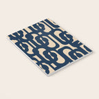 Mid Century Modern Loop Pattern in Navy Blue and Beige Notebook Gallery Image 3