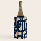 Mid Century Modern Loop Pattern in Navy Blue and Beige Wine Chiller Gallery Image 3