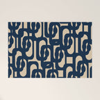 Mid Century Modern Loop Pattern in Navy Blue and Beige Welcome Mat Gallery Image 1