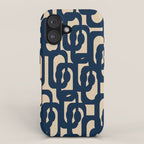 Mid Century Modern Loop Pattern in Navy Blue and Beige iPhone Case Gallery Image 1